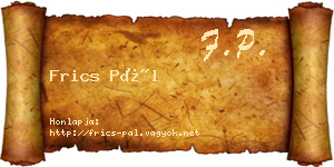 Frics Pál névjegykártya